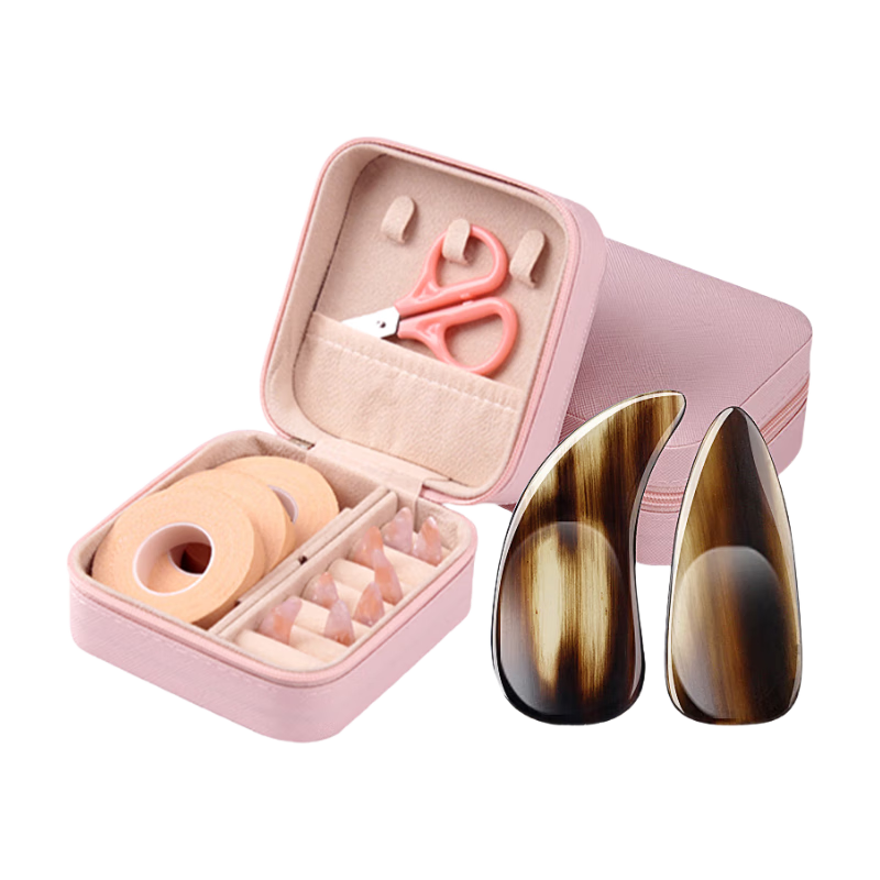 Maneryuepu Performance-Grade Ox Horn Guzheng Fingernails, Tortoiseshell Color, for Adults And Children, Grooved Style, Guzheng Accessories