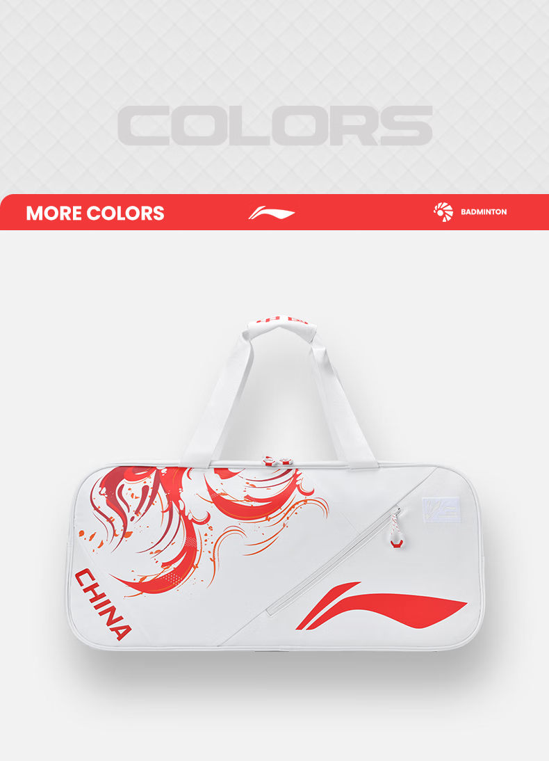 LI-NING Badminton Racket Bag 6-Pack Large Capacity Wet and Dry Separation Multifunctional Handbag White/Black ABLV019-1 5