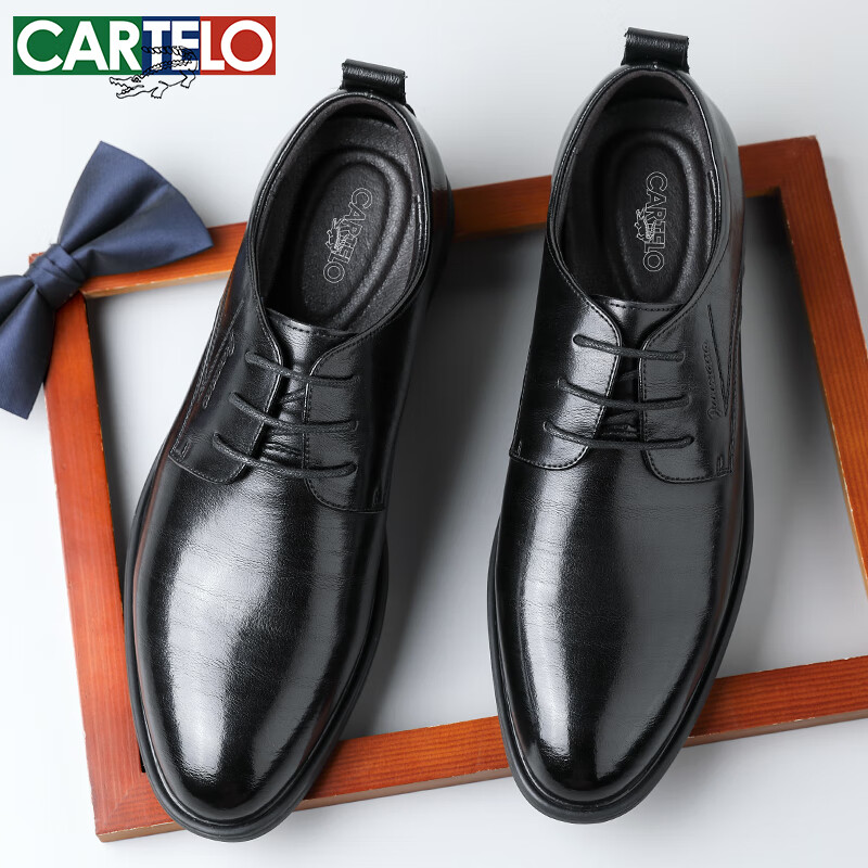 Мужские туфли CARTELO из мягкой натуральной кожи, дышащие, повседневные, деловые, кожаные, в стиле ретро, износостойкие, для свадьбы, черные, размер 39