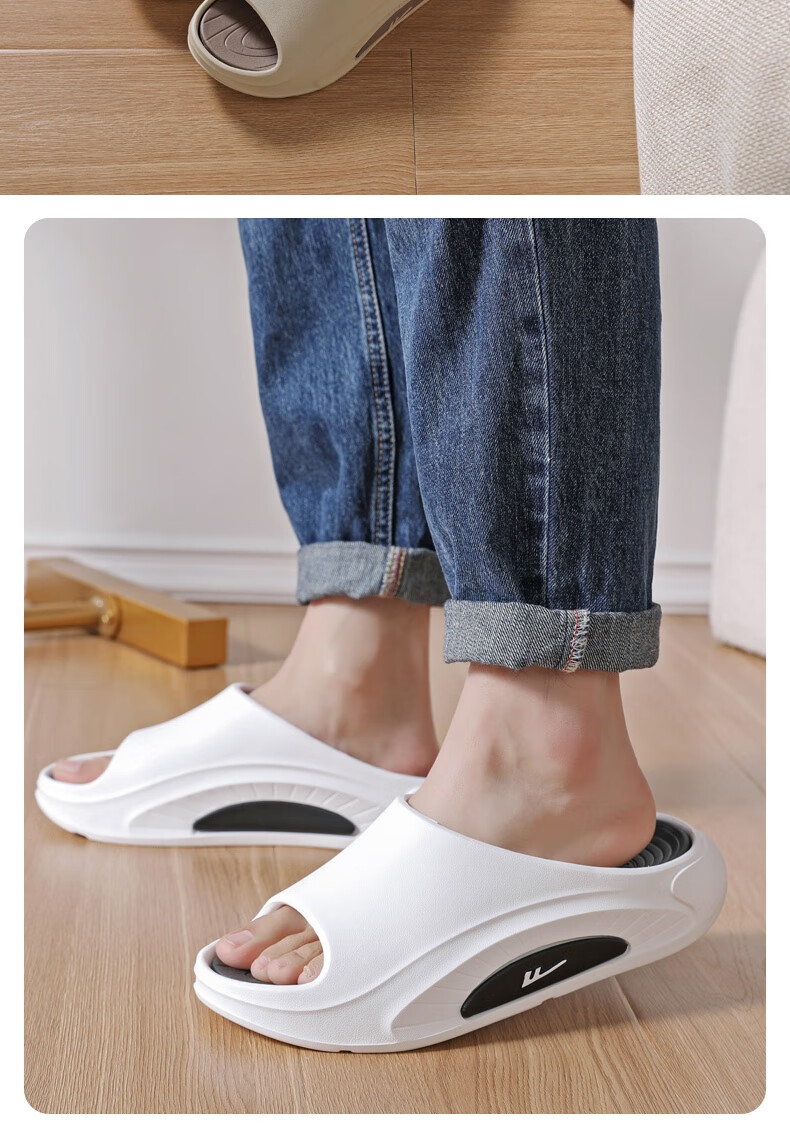 Huili Men's Slippers, Summer Outdoor Non-Slip Quick-Drying Beach Shoes, Home Sports Sandals, HL02251 White And Black, Size 40-41 13