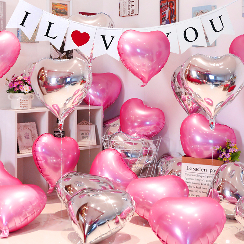 Extreme Space Proposal Indoor Birthday Decoration Heart Balloon Banner Birthday Confession Set Scene Arrangement