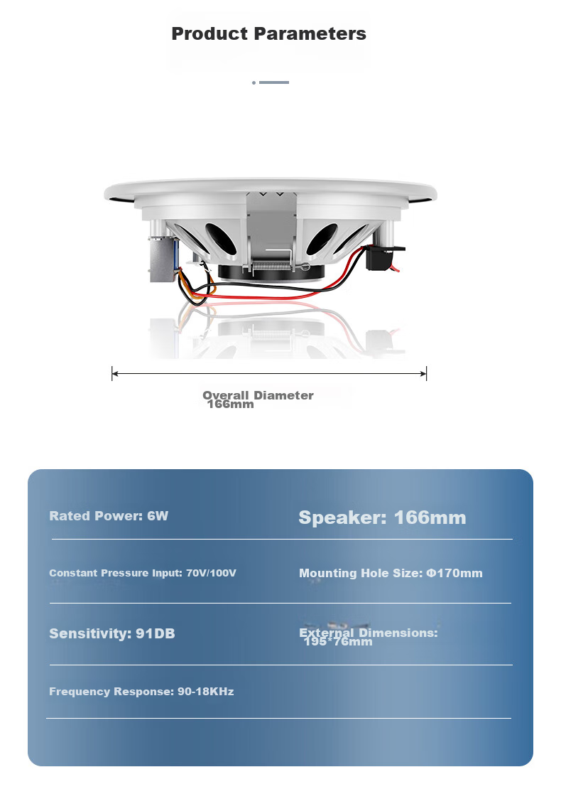 Newmine ND-12Y Constant Voltage Ceiling Speaker, Recessed Background Music Sound System for Suspended Ceilings, Embedded Public Address System for Shopping Malls And Stores, 6 Inches 9