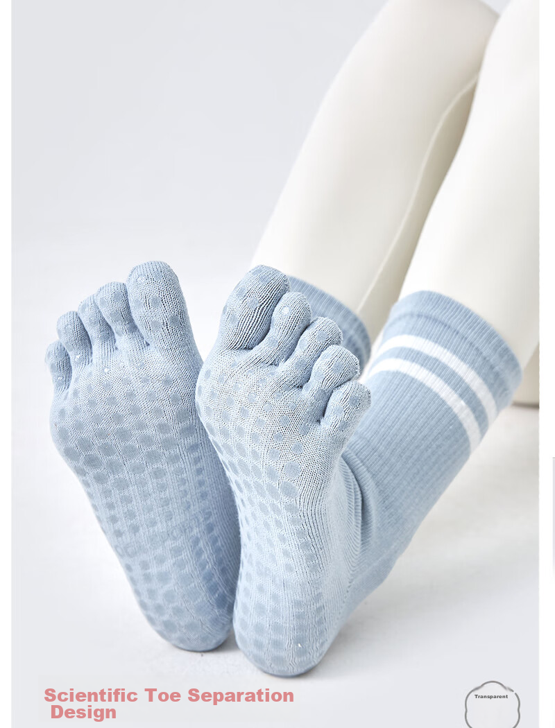 XUEXIMAN Yoga Socks for Women, Professional Non-Slip Mid-Calf Five-Toe Socks, Pilates Socks, Sports Anti-Slip Fitness Socks for Autumn And Winter 11