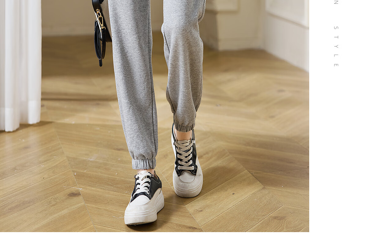 Chushen Women's Casual Pants with Elastic Waist, Versatile Slimming Effect, Pockets, Casual Tapered Leg Sweatpants Sports Pants S143K2006 19