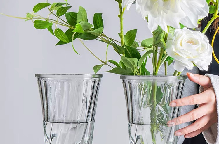 Jidukongjian Glass Vase, Living Room Decoration, Desktop Ornament, Hydroponic Flower Arrangement, Transparent Glass Vase, Diamond-Shaped, Lucky Bamboo 7