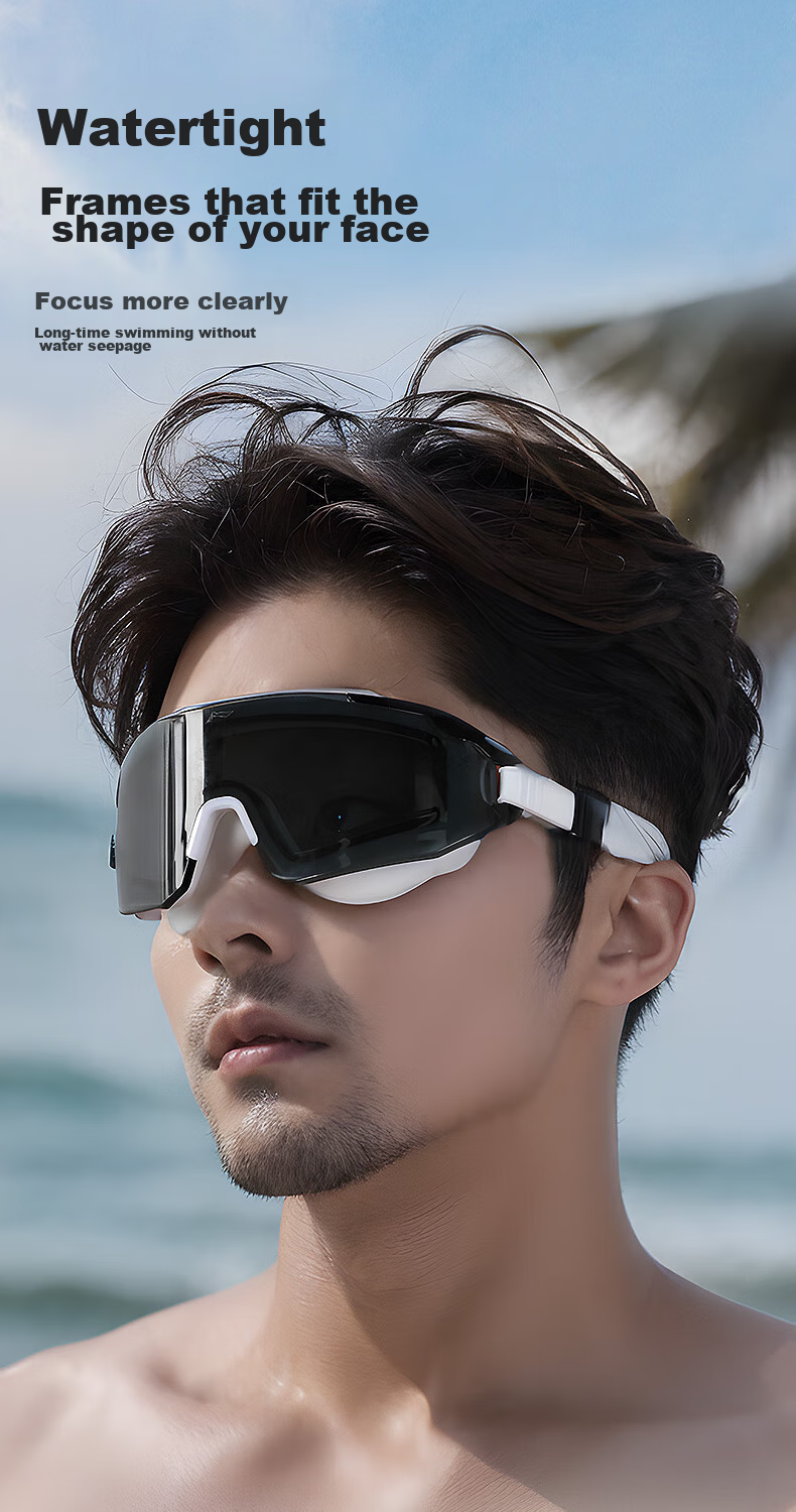 Li-Ning Myopia Swimming Goggles for Men And Women, Adult High-Definition Anti-Fog Large Frame Swim Goggles with Swim Cap Set, 36-808 White, -6.00 Diopters 6