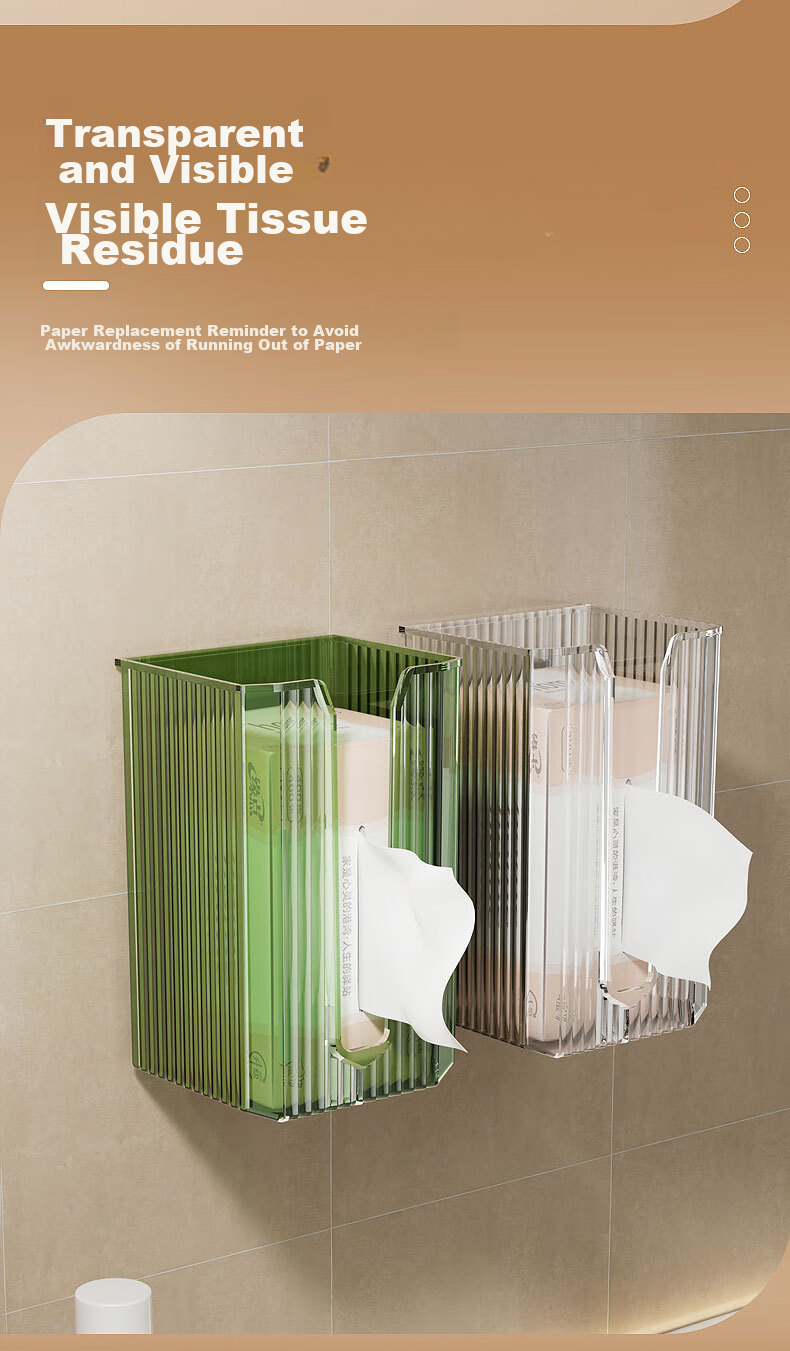 Jingxun Wall-Mounted Tissue Box, Kitchen Paper Holder, No Drilling Required, Face Towel Storage, Bathroom Toilet Paper Rack, Transparent Design, Multi-Scene Application, Visible for Bathroom Use 3