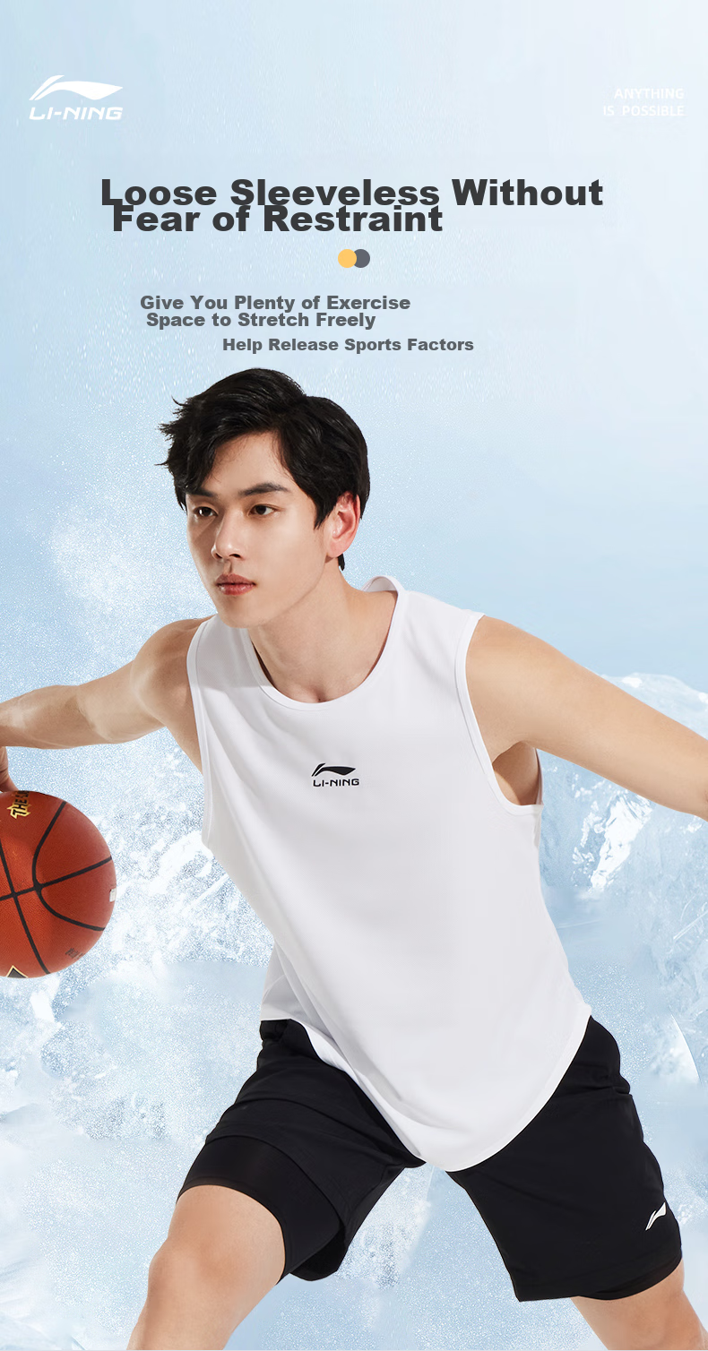 LI-NING Men's Quick-Dry Ice Silk Cooling Sports Short Sleeve T-Shirt Running Loose Casual Summer 2026 New Black Dad Style 7