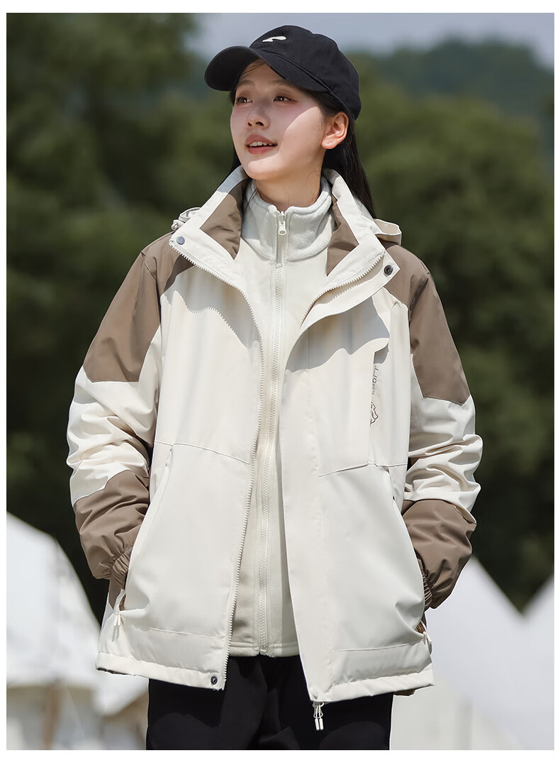 Jeanswest Men's Spring Autumn 3-in-1 Detachable Jacket Waterproof Windproof Outdoor Hiking Coat for Couples 39