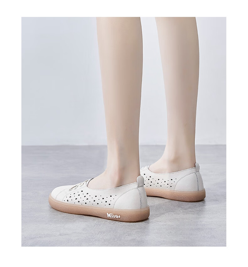 ZHR White Sneakers for Women, Contrasting Color Versatile Casual Shoes, Genuine Leather Women's Shoes, A70 Beige, Size 37 7