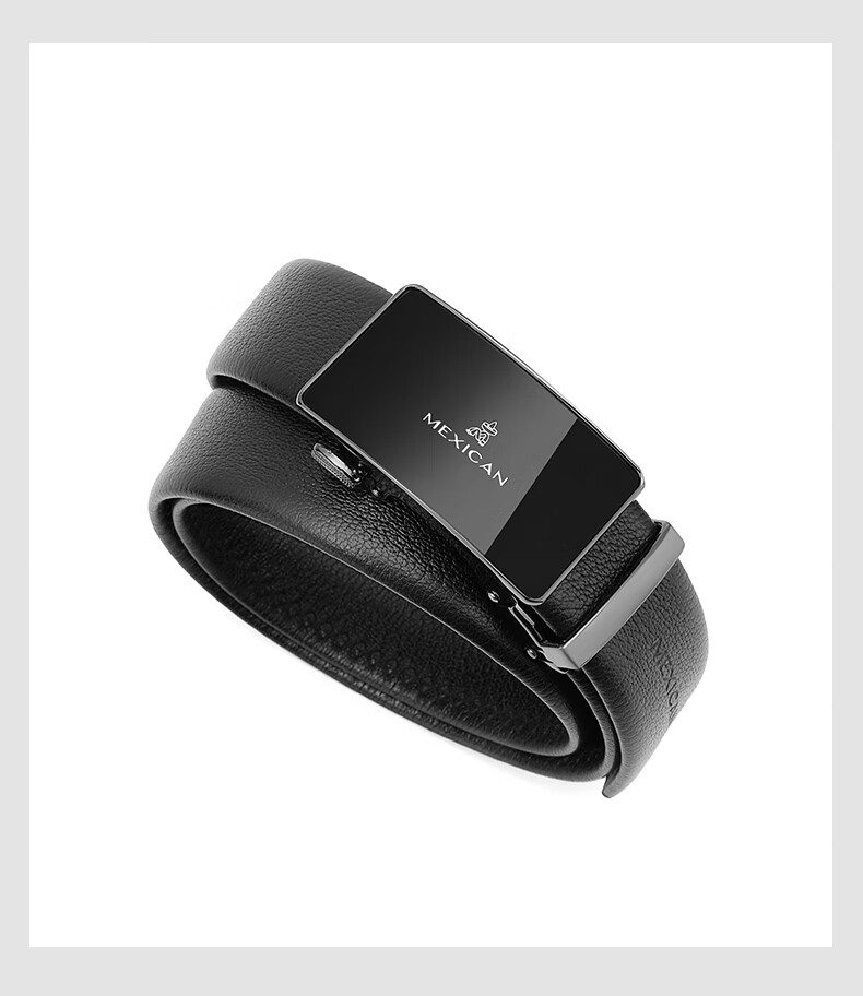 MEXICAN Men's Leather Belt with Automatic Buckle, Genuine Top-Grain Cowhide Business Waistband Casual Trouser Belt Birthday Gift for Men And Fathers 26
