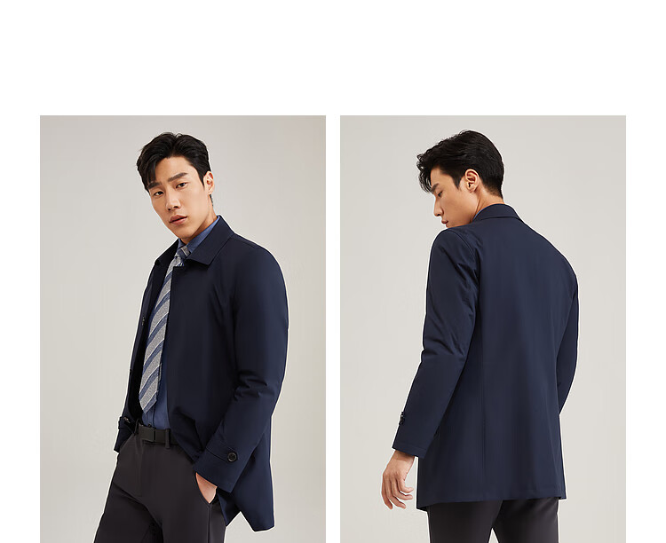 YOUNGOR [Detachable Goose Down Inner Liner Windbreaker] Autumn And Winter Executive Coat, Navy Blue (New), XL (180/100A) 18