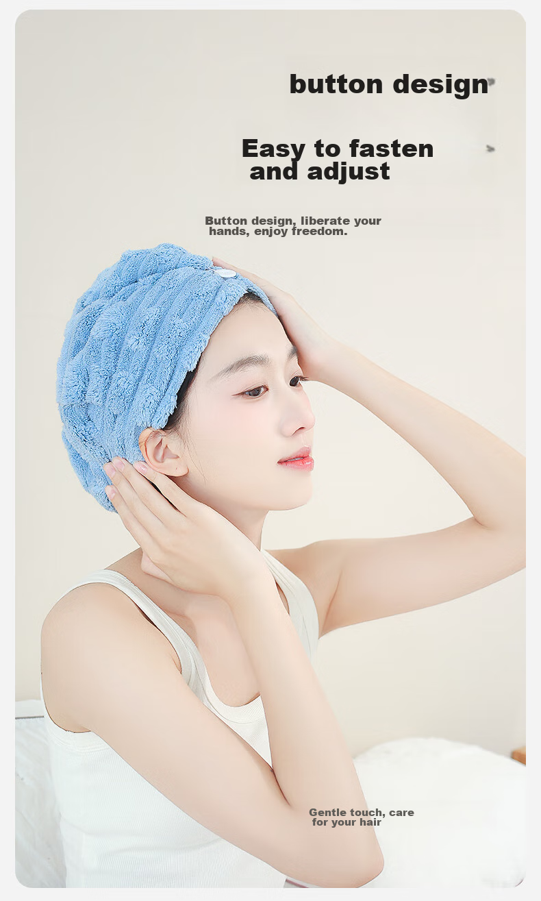 MINISO Women's Super Absorbent Quick-Dry Hair Band 7A Grade Antibacterial 2026 New Extra Large Thickened Turban Hair Band Blue White 6
