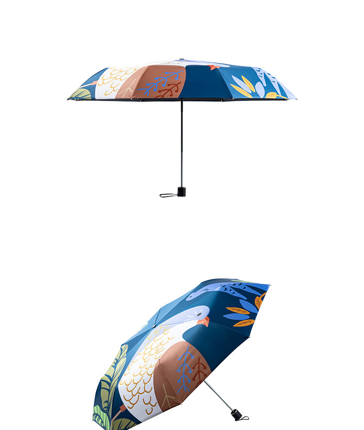 Marie Claire Long Handle Umbrella with Curved Hook And Straight Ribs, High-Quality Women's Umbrella, 8 Ribs Windproof, Dark Blue 12