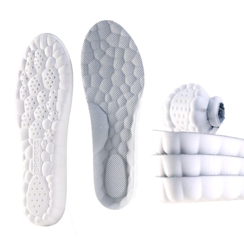 BUYUN [3 Pairs] Sweat-Absorbing Antibacterial Deodorizing Insoles for Men, Breathable Athletic Running Insoles, Soft Elastic Military Training Pain-Preventing Leather Shoe Insoles