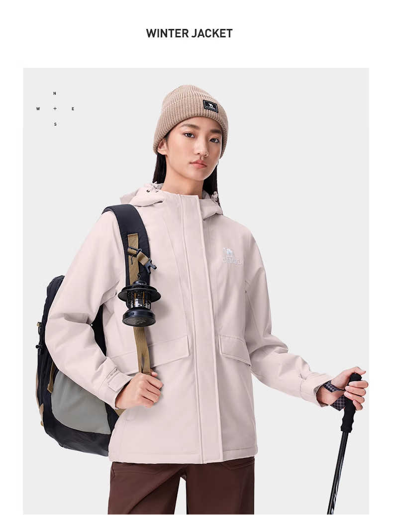 CAMEL Padded Windbreaker Jacket for Men And Women, Hard Shell Coat, Windproof And Waterproof, Tibet Cotton Padded Outerwear, Mountaineering Clothing A14CF04678 26