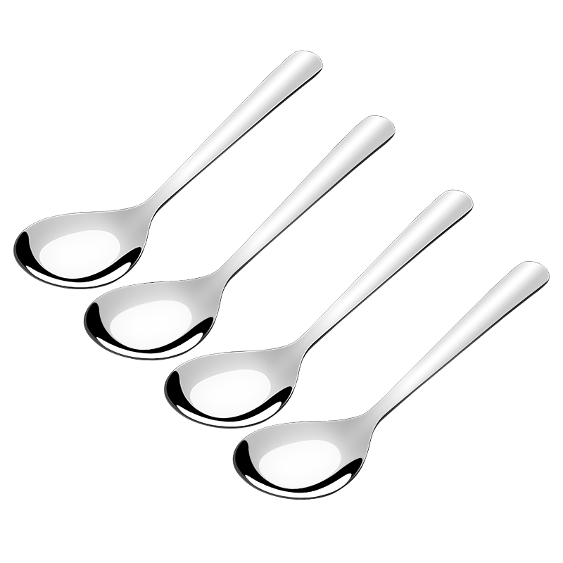 Guangyi Stainless Steel Spoons, Chinese-Style Stainless Steel Soup Spoons, Household Soup Spoons, Main Dining Spoons, Tablespoons, Rice Spoons, Set of 4, GY7549
