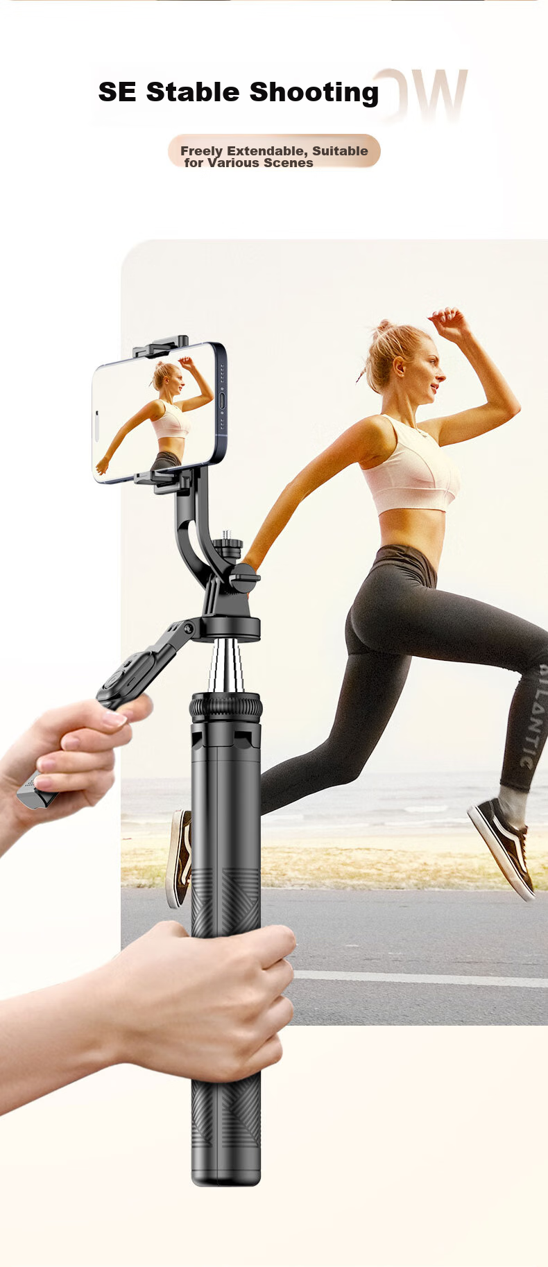 SelfieShow [Newly Upgraded Ultra-Stable 1.8-Meter Four-Legged Stand] Selfie Stick, Floor-Standing Anti-Shake, 360° Rotation, Multifunctional Outdoor Live Streaming Selfie Vlog Tool, Suitable for DJI Pocket 3 5