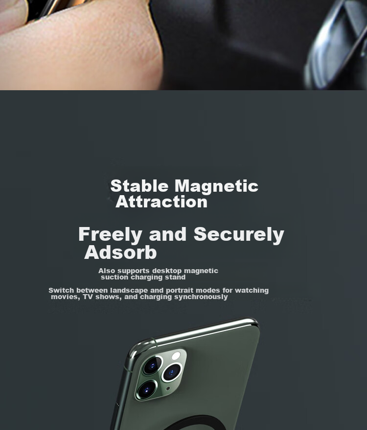ESCASE Wireless Charging Magnetic Ring MagSafe Phone Stand Rectangular Magnet Back Sticker Suction Cup Compatible with Apple Huawei Xiaomi Samsung Universal Instant IPhone 15 Converter 6
