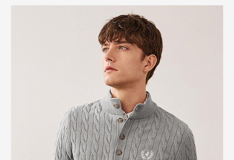 Navikail Italian Small Sailboat Antibacterial Warm Knit Sweater Men's Half-Zip Collar 1344044503 Gray XL/52 6