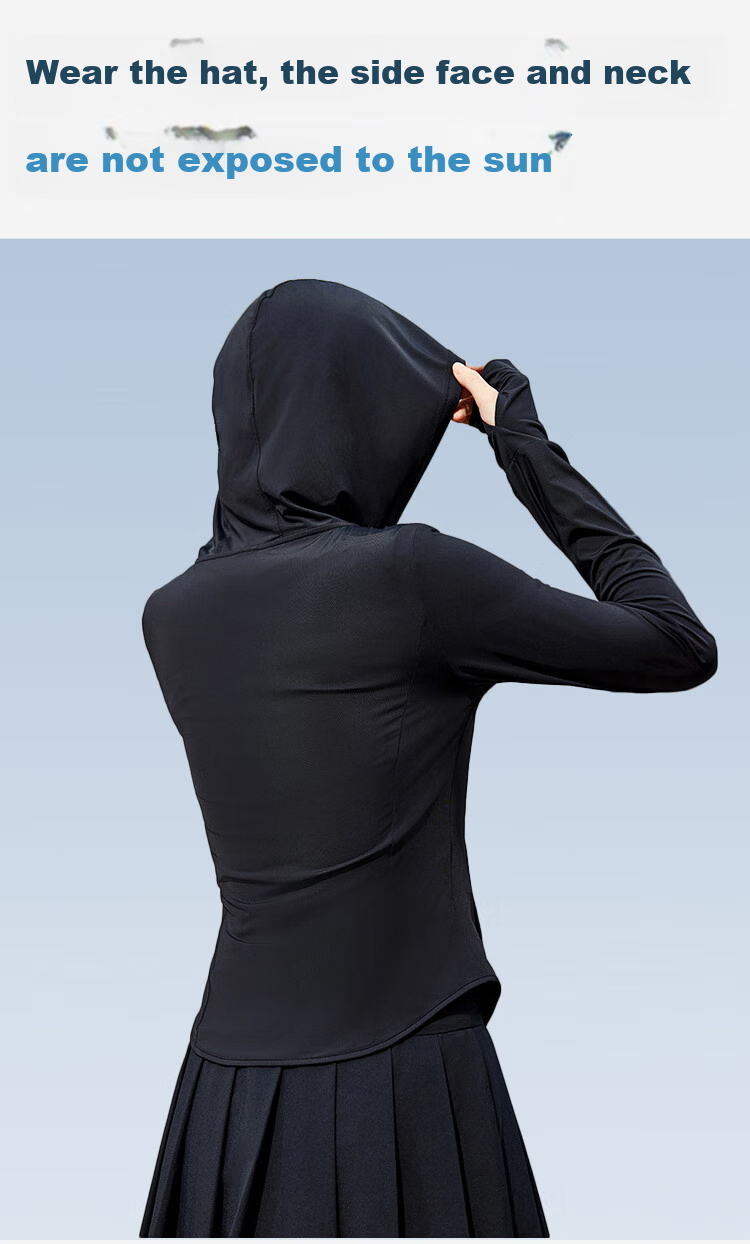 Ousen Sun Protection Clothing for Women, Spring And Summer Original Yarn Ice Silk Sun Protection Garment, Slim-Fit Outdoor Cycling Sun-Blocking Hooded Sun Protection Shirt, Skin Coat 10