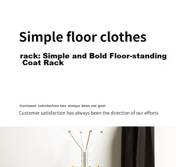 Anerya Iron Coat Rack, Floor-Standing Bedroom Clothes Hanger, Simple Indoor Multi-Hook Garment Stand, Luxury White Versio 1