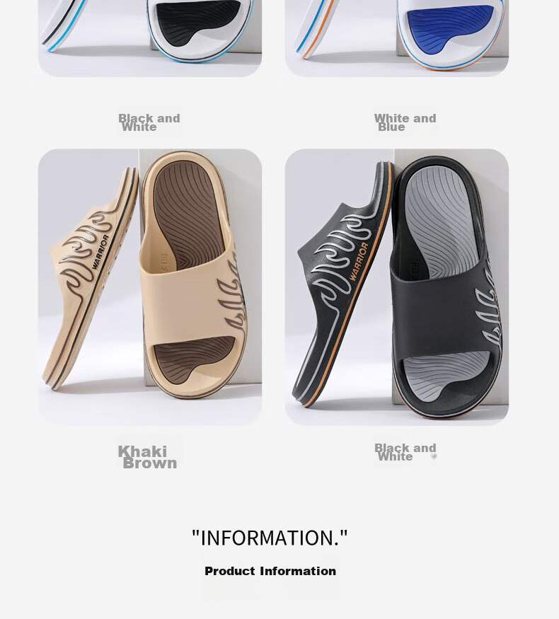 Huili Sports Slippers for Men, Indoor And Outdoor Wear, Non-Slip, Lightweight Sandals, HL39561, White And Blue, Size 40-41 7