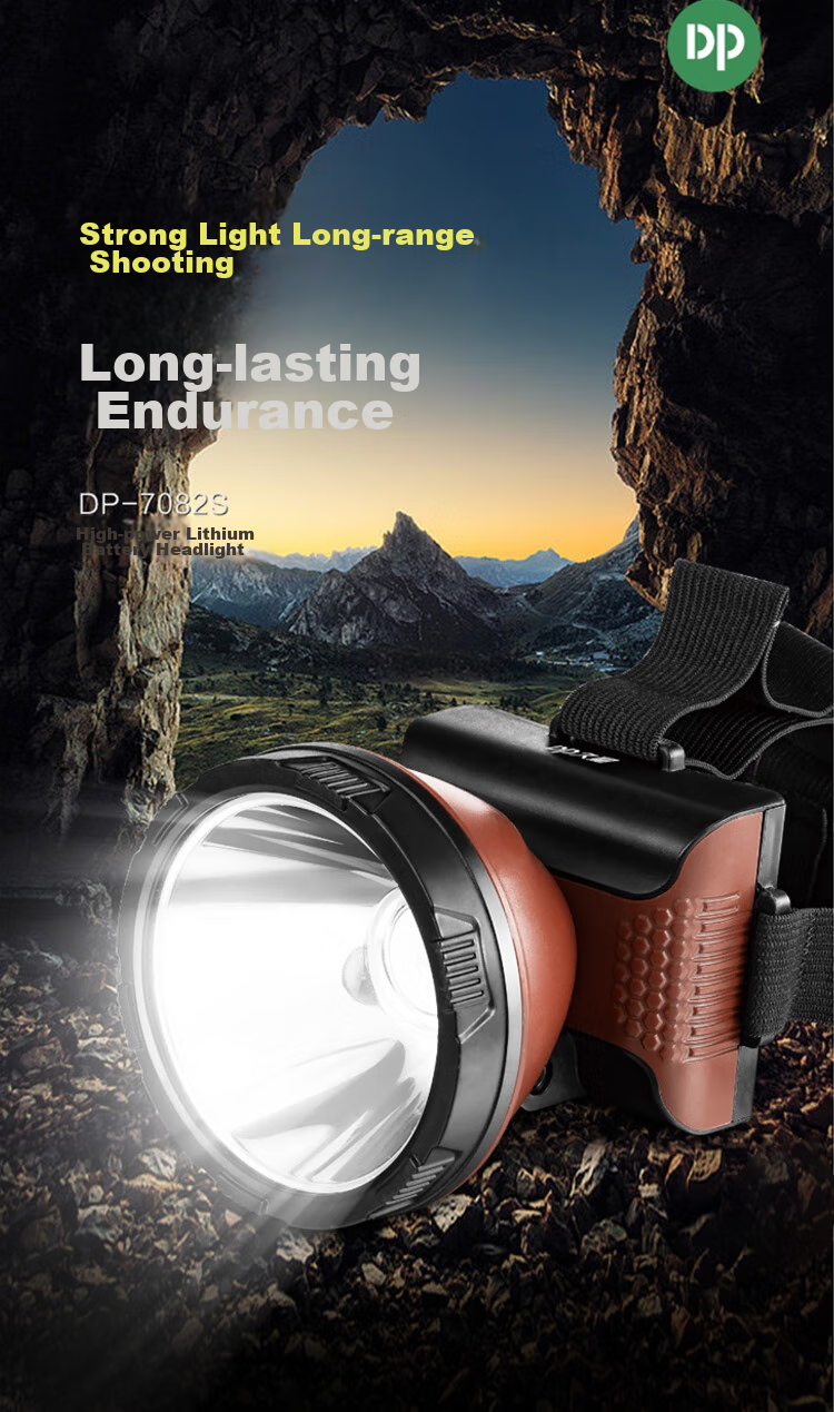 DP LED-7082S Lithium Battery Headlamp, Rechargeable Outdoor Lighting Fishing Lamp, High-Intensity Long-Range Head-Mounted Mining Lamp 1