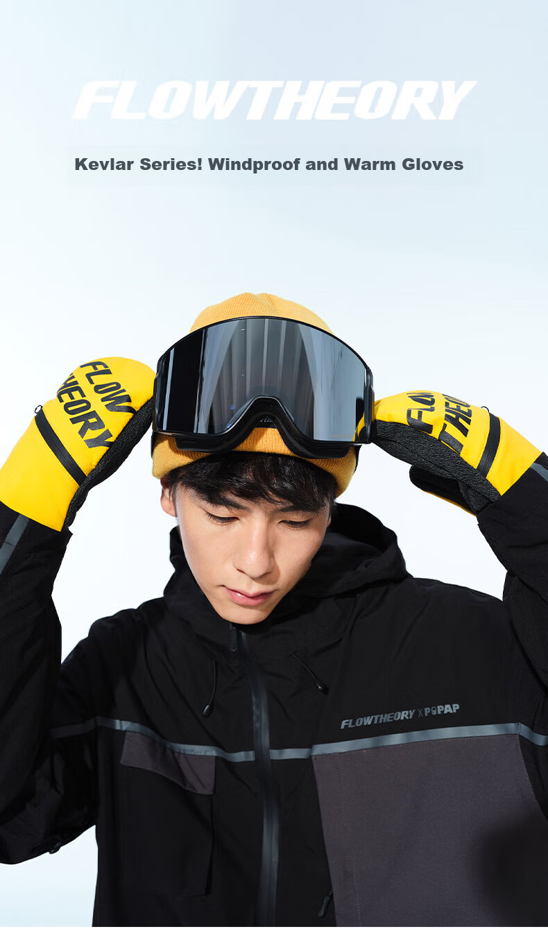 Flow Theory Full-Finger Kevlar Ski Gloves, Windproof, Waterproof, Warm, Wear-Resistant, Professional Single And Double Board Gloves 1