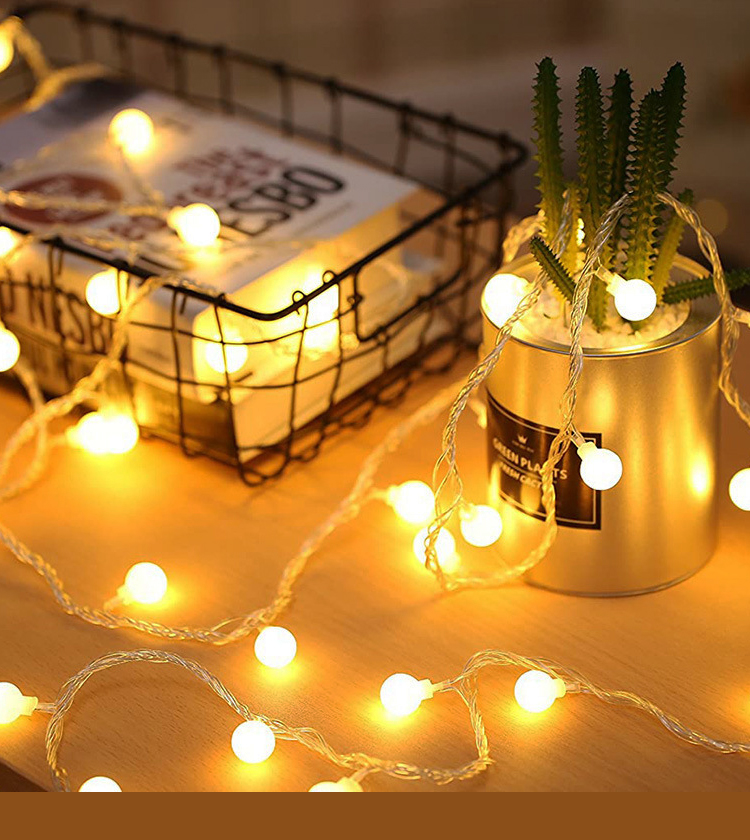 TaTanice Round Ball String Lights, 3 Meters, 20 Lights, Decorative String Lights, Birthday Gift, Colorful Lights, Ambient Decoration, Warm White 1