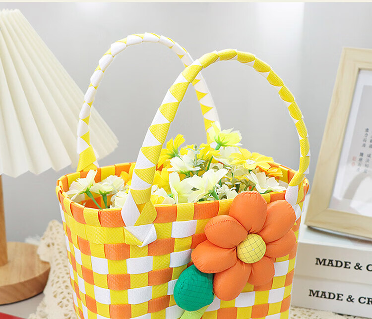 TaTanice Handbag Woven Bag, Mid-Autumn Festival Gift Birthday Storage Bag, Colorful Woven Basket Shopping Tote 11