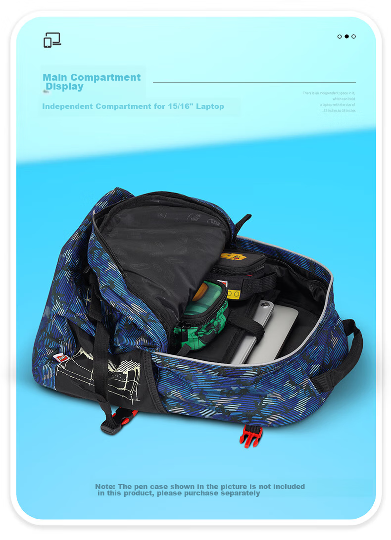 LEGO Children's Backpack Shoulder Bag for Grades 1-3 Lightweight Luminous Double Compartment Backpack for Boys And Girls Blue 20041 Gift 4