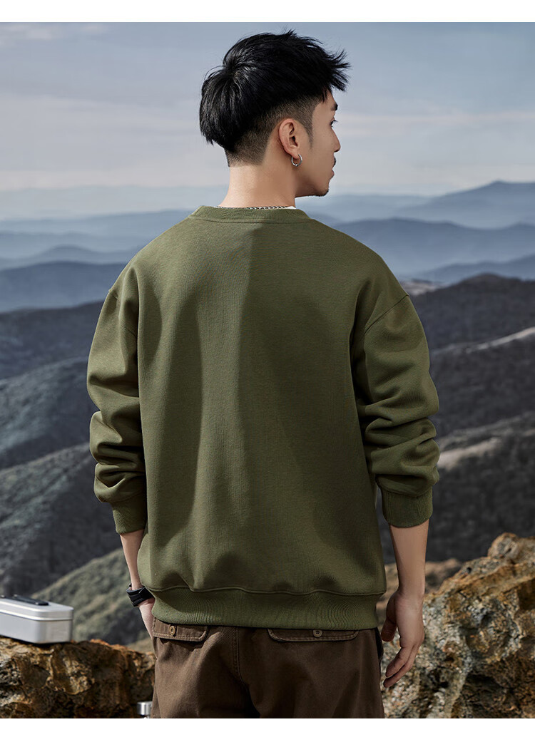 JEEP Spring And Autumn Round Neck Sweatshirt for Men, Loose Casual Sports High-End T-Shirt Top Outerwear 25