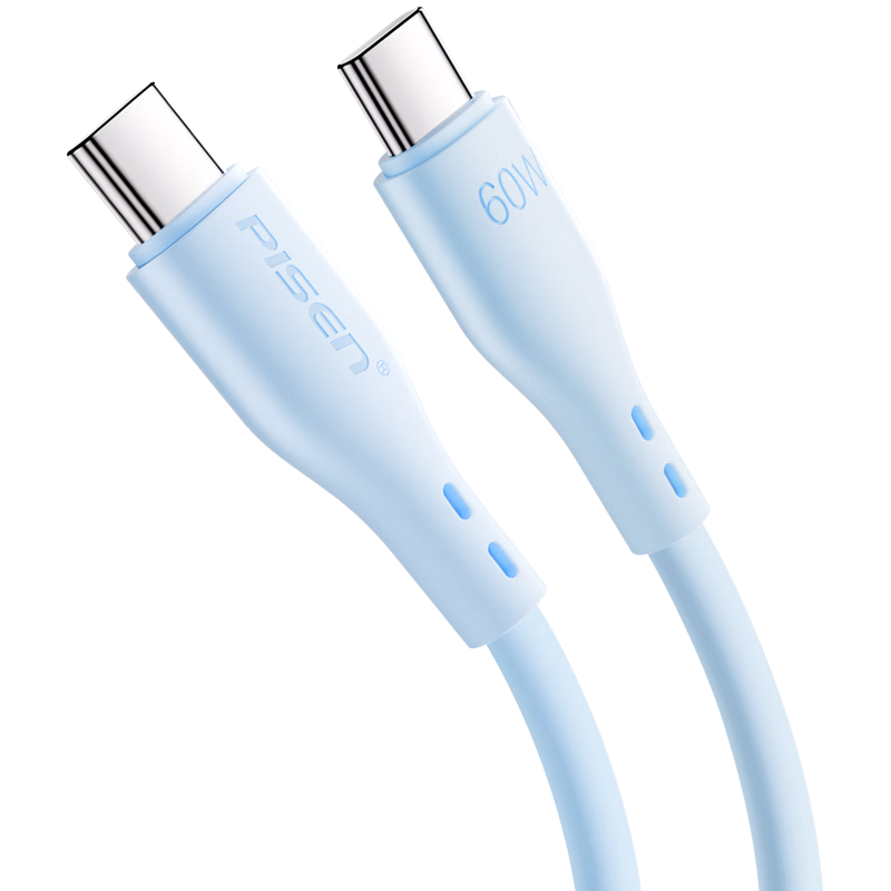 PISEN Dual-Head Type-C Data Cable, PD Fast Charging 60W, Silicone Universal Charging Cord for Apple IPhone 18 Pro Max/17/16/15, Huawei Laptops, Car Charger