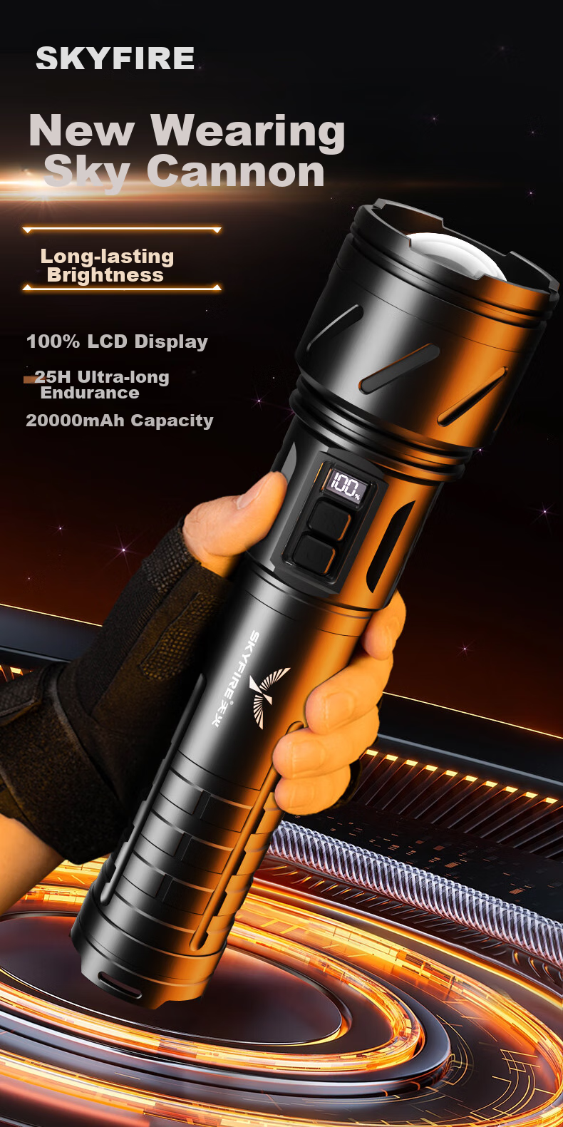 SkyFire Flashlight: High Brightness, Zoomable, Long-Lasting Battery Life, Long-Range Illumination, Laser Outdoor Light with 40000mAh Capacity 21