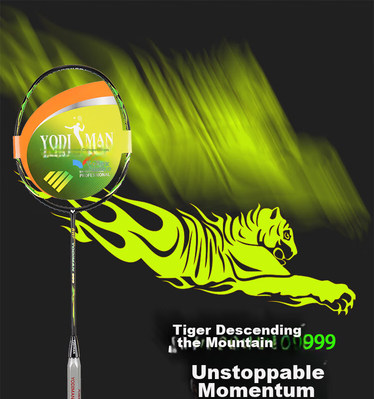Yodiman 30-Pound Badminton Racket, Ultra-Light Full Carbon Fiber, Training And Competition, 999 Single Racket (Badminton Set) 1