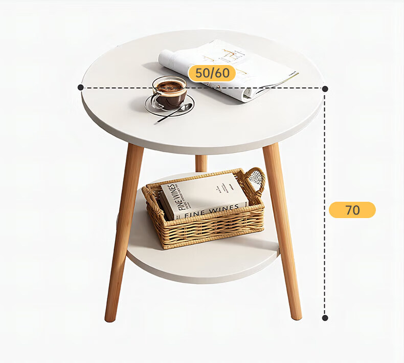 Quanpinwu Small Round Table Coffee Table for Home Living Room, Simple Sofa Side Table, Nordic Bedroom Bedside Table, Mini Balcony Small Table 11
