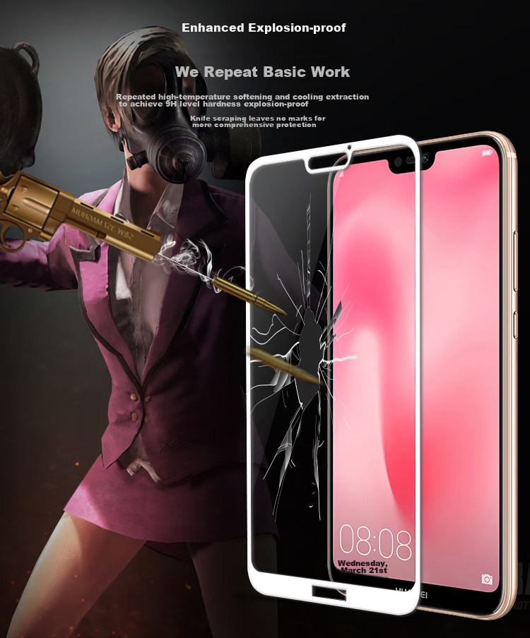 ESCASE Huawei Nova 4/5i/6se Tempered Glass Screen Protector Full Coverage All-Glass No White Edge for Nova 4/5i/6se Universal High Definition Clear 9