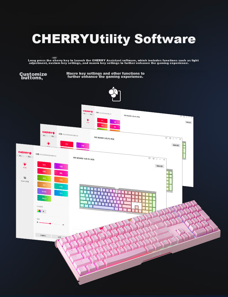 CHERRY MX3.0S Wireless Keyboard, Mechanical Keyboard with 108 Keys, Office And Gaming Keyboard with Bluetooth Triple-Mode, RGB Lighting Effects, Aluminum Alloy Shell, Compatible with Windows/Mac 12