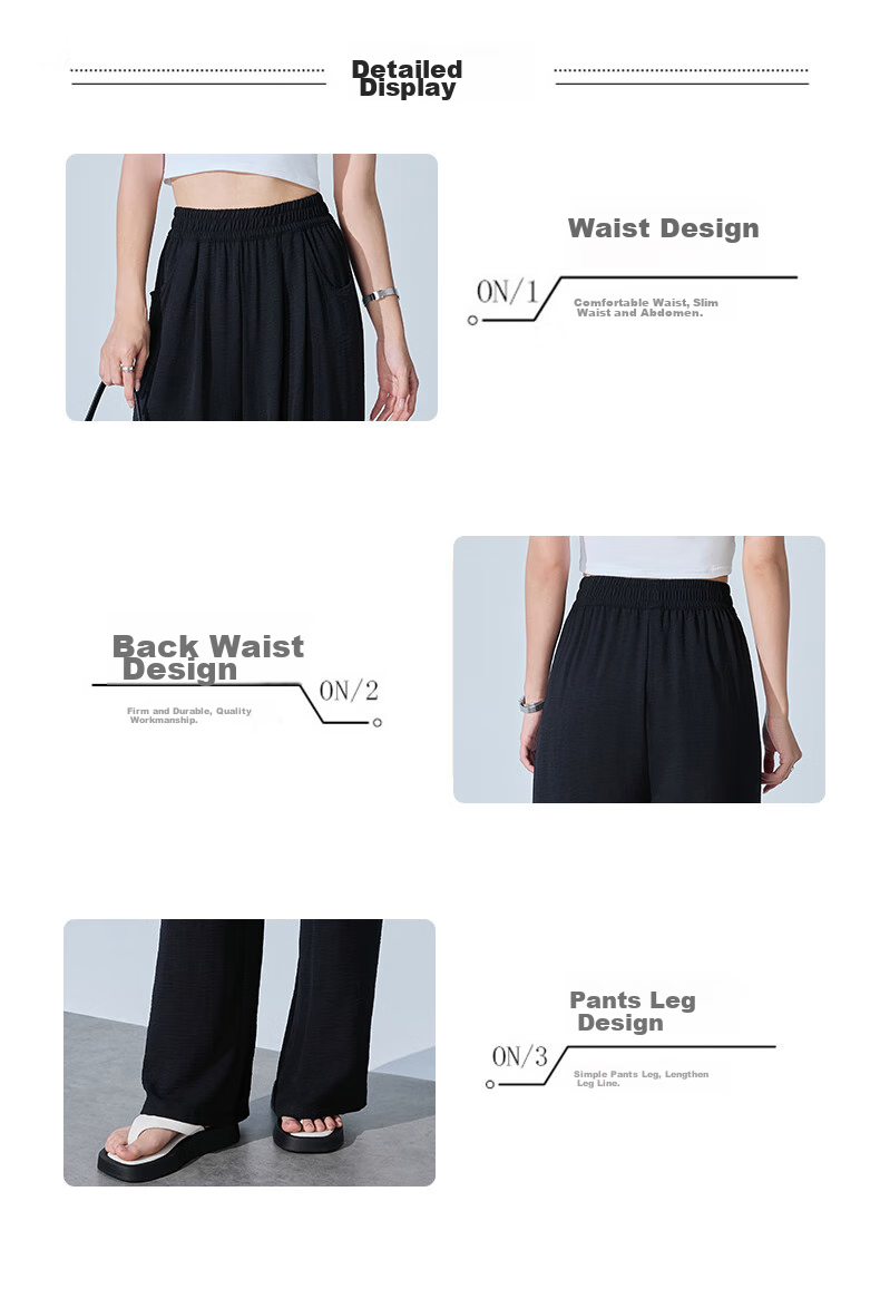 XUEXIMAN Wide-Leg Pants for Women, Summer Lightweight Japanese-Style Cool Pants, Loose-Fitting Slimming Versatile Casual Pants, Quick-Dry Trousers for Wome 5