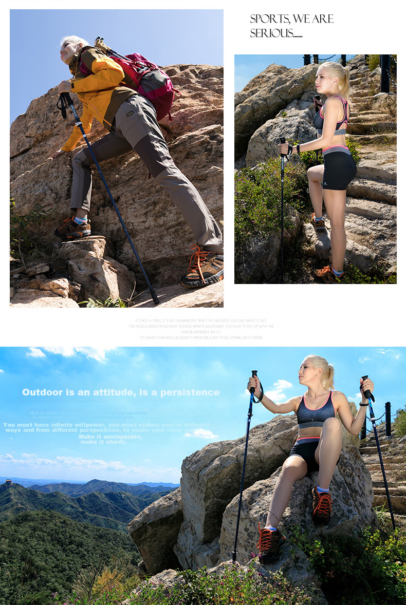 Lubinxun Carbon Fiber Folding Trekking Pole, Ultra-Light Five-Section Pole, Hiking Stick, Mountain Climbing Equipment, Lu Xiaoxi Short Versio 6