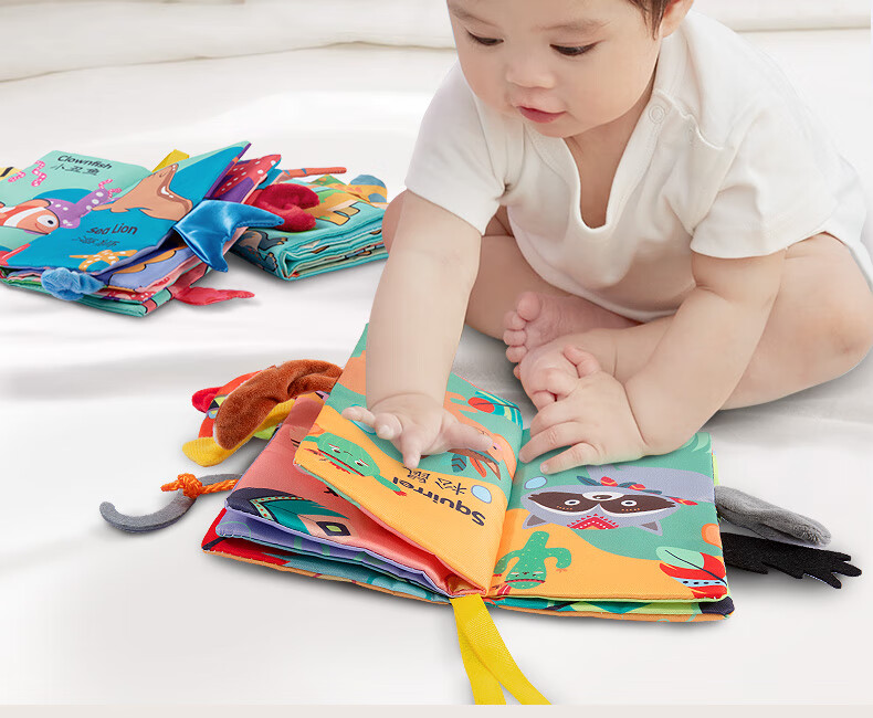 Beiboshi Babybox Early Education Infant Toy for 0-6 Months, Baby-Safe Chewable And Washable Animal Tail Cloth Book 2