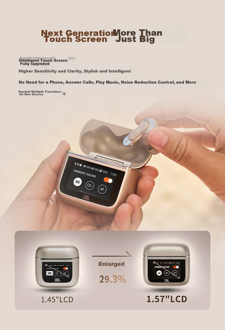 JBL TOUR PRO3 Business Cabin 3rd Generation [Wang Chulin's Choice], Wireless Bluetooth Earphones, Smart Touch Screen, Active Noise Cancellation, In-Ear Style, Compatible with Apple And Huawei, Dazzling Ice Latte 9