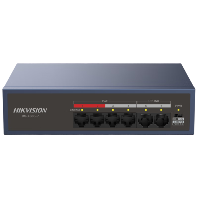HIKVISION 6-Port 100Mbps POE Switch, Metal Shell for Heat Dissipation, Unmanaged, Extends Network Cable Transmission, Security Monitoring Network Splitter HK-SF006