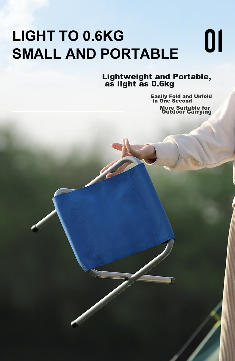 Langxingzhe Outdoor Folding Stool, Portable Small Stool, Casual Small Bench, Art Sketching Picnic Fishing Household Stool, White 1