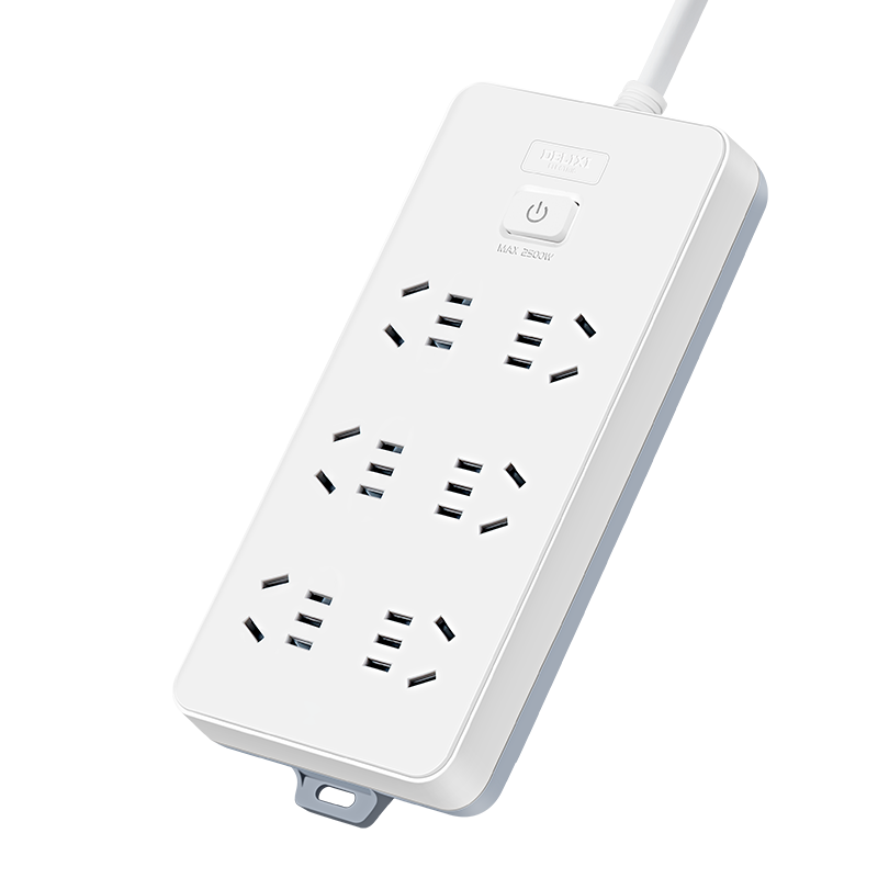 DELIXI 3C Certified National Standard Socket/power Strip/outlet Strip/power Bar/extension Cord/power Strip/terminal Block, 6 Outlets with Master Switch, 1.8 Meters