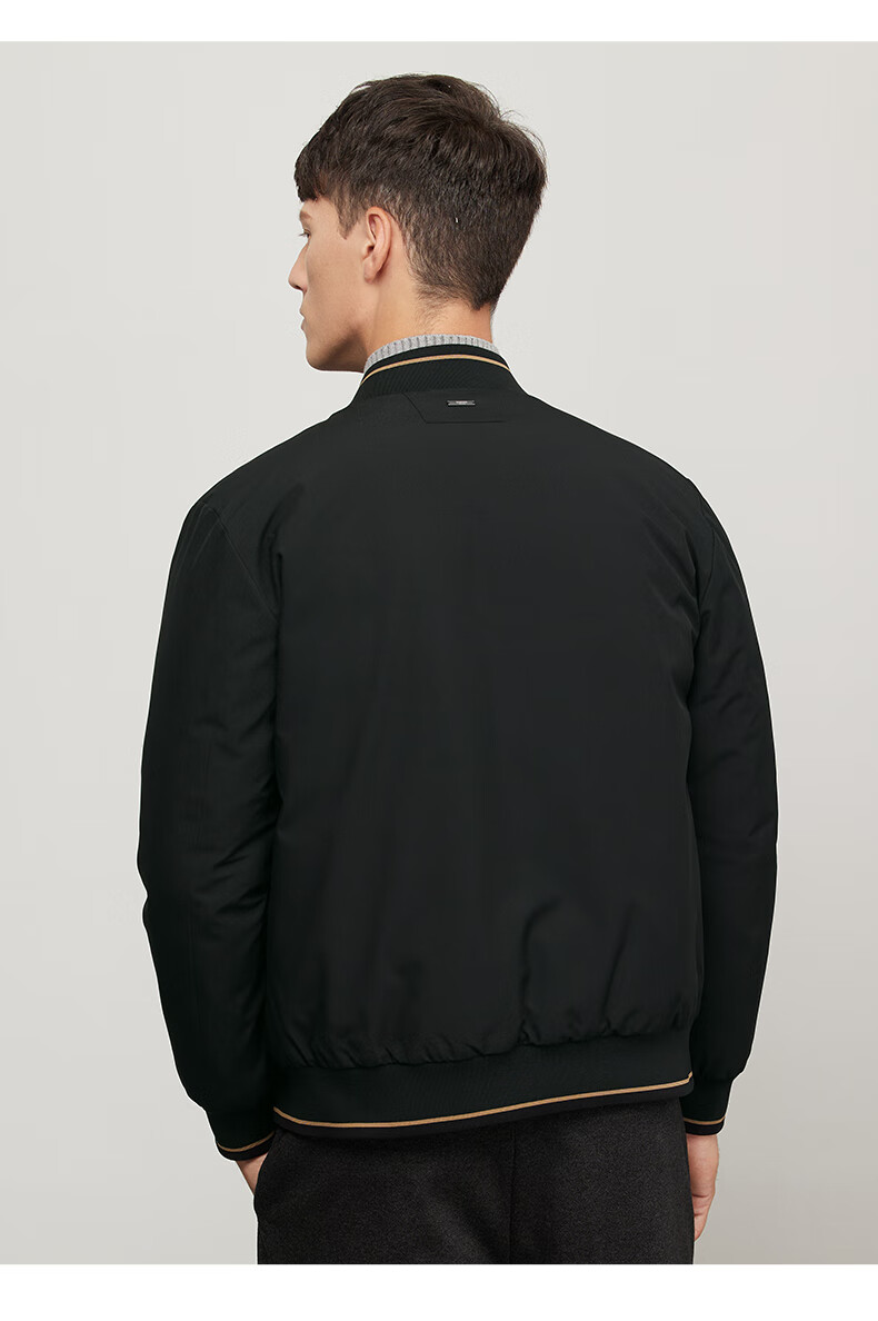DANCING WOLVES [90% Duck Down + Graphene Lining] Windproof Baseball Jacket Casual Men's Outerwear, 001 Black, Size 165 9