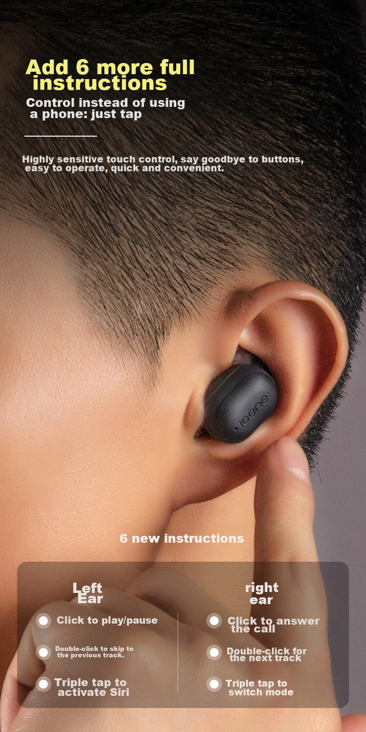 IGene [Long Battery Life, Noise-Cancelling Earbuds] 6.0 Bluetooth Headphones, Wireless In-Ear, High-Definition Sound Quality, Microphone for Calls, Music, Gaming, Low Latency, Invisible Cool Dog, NetEase Cloud Mobile Phone 15