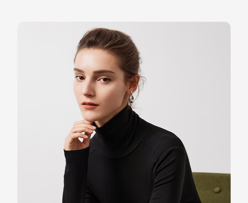 Navigare Women's Turtleneck Slim-Fit Base Layer, High-Elastic Solid Color Long-Sleeve Top 2335084501 25