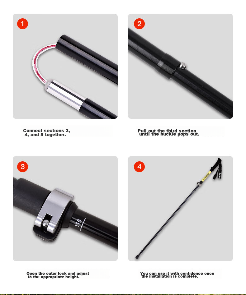 Lubinxun Carbon Fiber Aluminum Alloy Ultra-Short Ultra-Light Portable Folding Telescopic Trekking Pole for Men And Women, Trail Running Cane 7